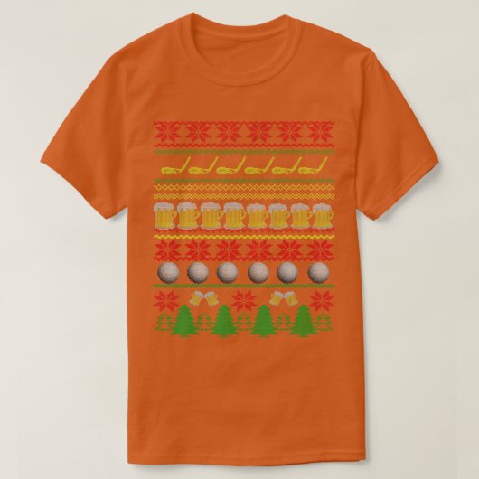 Golf en Beer Ugly KerstSweater Funny Holiday T-shirt (Design voorkant)