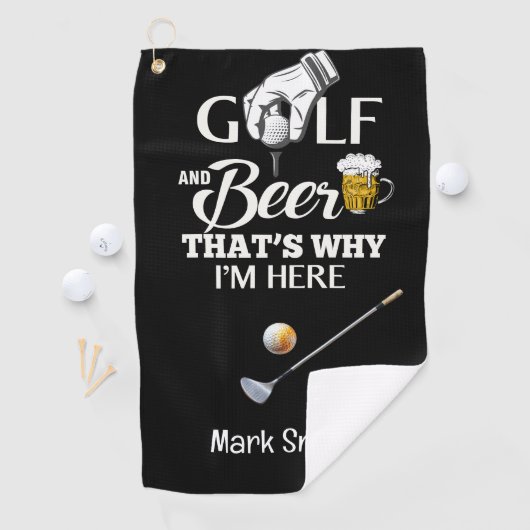 Golf en Bier Daarom ben ik hier Golfhanddoek (Insitu)