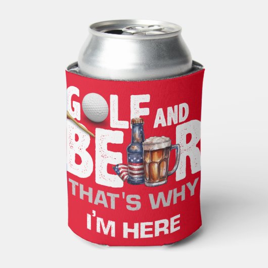 Golf en Bier daarom ben ik hier op 4 juli Blikjeskoeler (Blikje Voorkant)