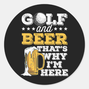 Golf en bier grap papa Funny Vaderdag drinken Ronde Sticker