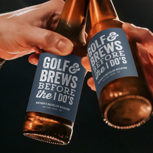 Golf en bier voor de vrijgezellenfeest van de mari bier etiket