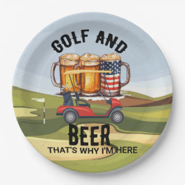 Golf en Bier voor golffeest Papieren Bordje