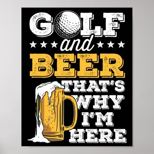 Golf- en biergrap papa Funny Father's Day Drinken Poster (Voorkant)