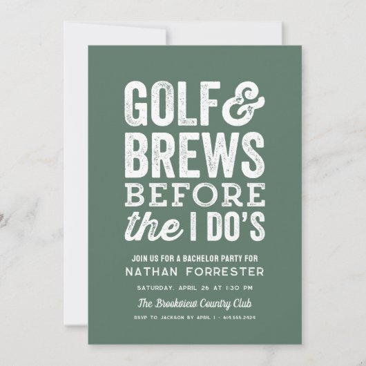 Golf en brouwsels voordat ik doe groene vrijgezell kaart (Voorkant)