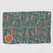 Golf en Gevist Brook Trout Blauw Sinaasappel Grijs Golfhanddoek (Horizontaal)