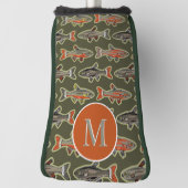 Golf en Gevist Brook Trout Sinaasappel Grijs Groen Golfheadcover (Draai 90)