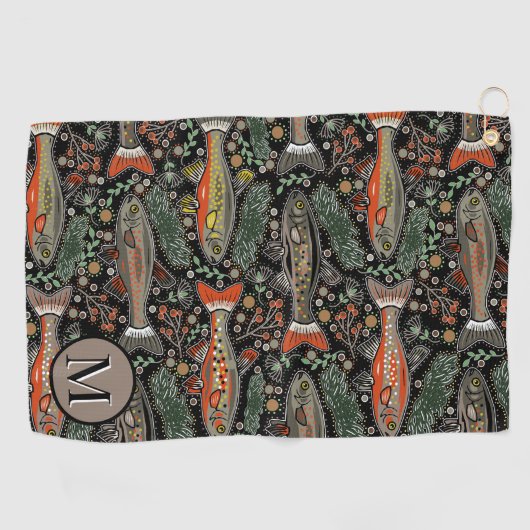 Golf en Gevist Grijs Sinaasappel Gepersonaliseerd Golfhanddoek (Horizontaal)