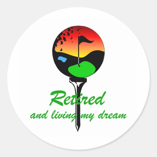 Golf en pensionering ronde sticker (Voorkant)