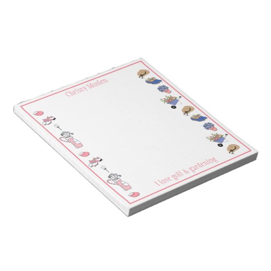 Golf en Tuinieren Gepersonaliseerd Notitieblok (Schuin)