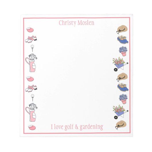 Golf en Tuinieren Gepersonaliseerd Notitieblok (Voorkant)