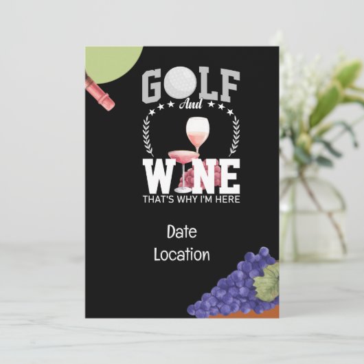 Golf en wijn pairing party voor golfer kaart (Staand voorkant)