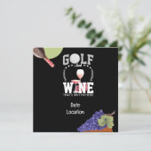 Golf en wijn pairing party voor golfer save the date (Staand voorkant)