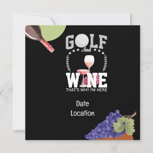 Golf en wijn pairing party voor golfer save the date (Voorkant)