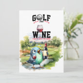 Golf en wijn parkeerplaats feest voor golfer kaart (Staand voorkant)