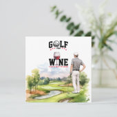 Golf en wijn parkeerplaats feest voor golfer save the date (Staand voorkant)