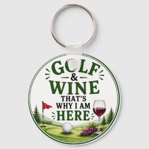 Golf en wijn thema voor golfer sleutelhanger