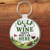 Golf en wijn thema voor golfer sleutelhanger (Voorkant)