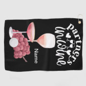 Golf en wijn voor golfer grappige gezegde citaten golfhanddoek (Horizontaal)