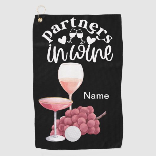 Golf en wijn voor golfer grappige gezegde citaten golfhanddoek (Voorkant)