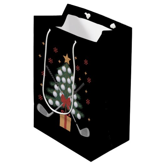 Golf Equipment Christmas Tree Christmas Golf Medium Cadeauzakje (Voorkant Gekanteld)