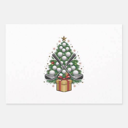 Golf Equipment Kerstmis Golf Inpakpapier Vel (Voorkant)