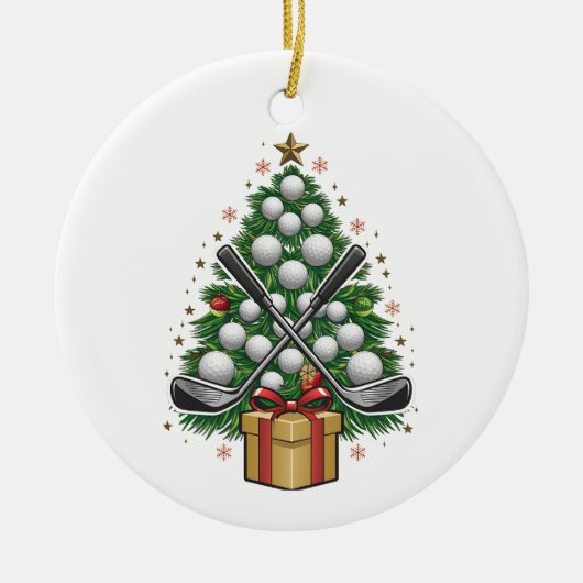 Golf Equipment Kerstmis Golf Keramisch Ornament (Voorkant)