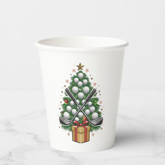 Golf Equipment Kerstmis Golf Papieren Bekers (Voorkant)