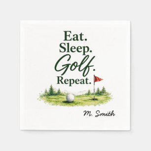 Golf eten slapen golf herhalen voor golfer servet