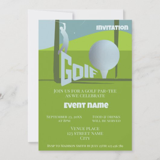 Golf evenement par-tee golfen Uitnodiging (Voorkant)