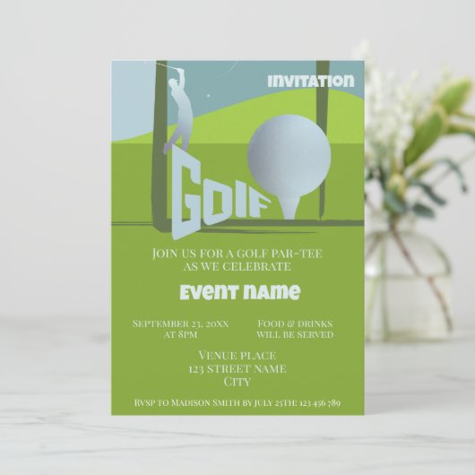 Golf evenement par-tee golfen Uitnodiging (Staand voorkant)