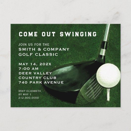 Golf Event Invitation Briefkaart (Voorkant)