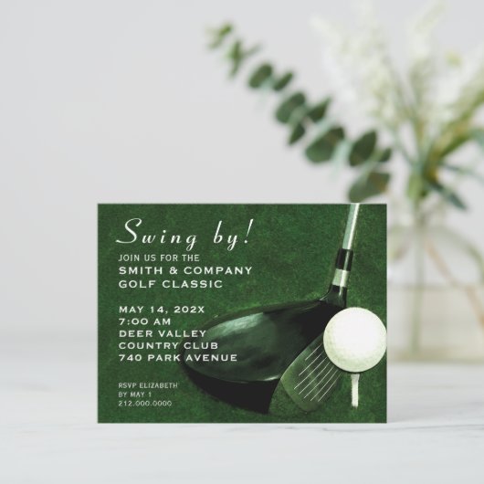 Golf Event Invitation Briefkaart (Staand voorkant)