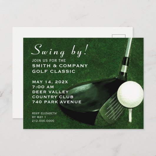 Golf Event Invitation Briefkaart (Voorkant / Achterkant)