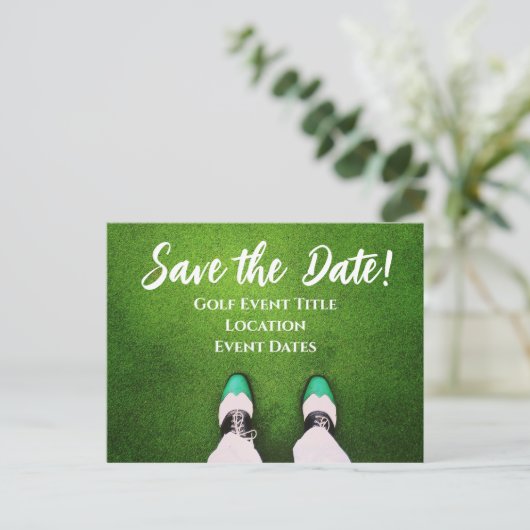 Golf Event "Save the Date" Uitnodiging Briefkaart (Staand voorkant)
