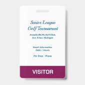 Golf Event Security Badge – Security & Access Pass (Achterkant)