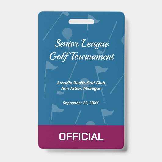 Golf Event Security Badge – Security & Access Pass (Voorzijde)