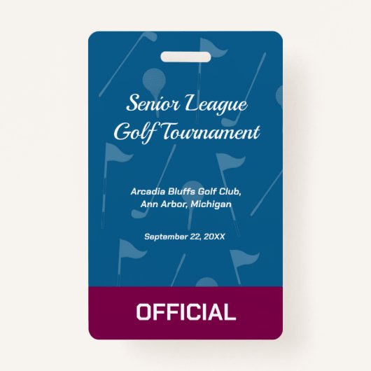 Golf Event Security Badge – Security & Access Pass (Voorkant)