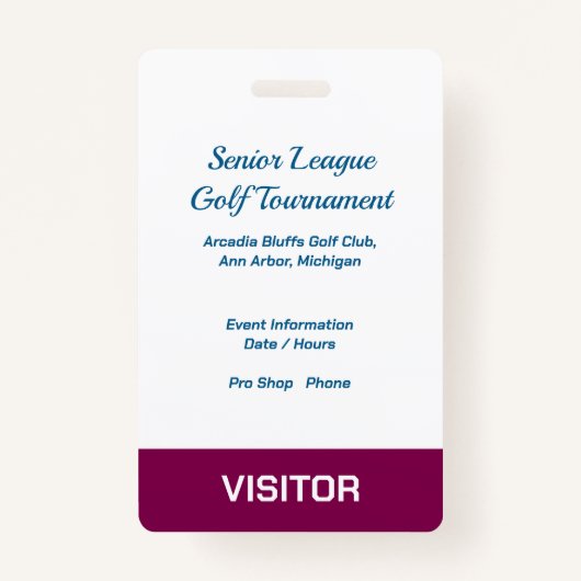 Golf Event Security Badge – Security & Access Pass (Achterkant)