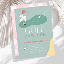 Golf Fairway Roze Vlag Boog Meisjes Verjaardag Par