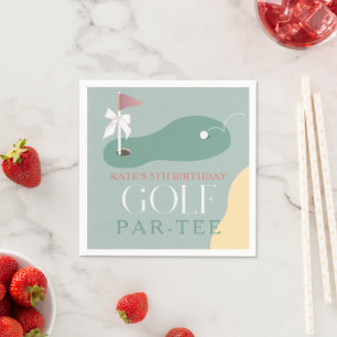 Golf Fairway Roze Vlag Boog Meisjes Verjaardag Par Servet