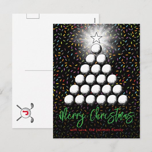 Golf Familie Kerstmis Ontwerp Feestdagenkaart (Voorkant / Achterkant)