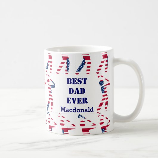 GOLF FAN Best Dad ever Personated USA Flag Koffiemok (Rechts)