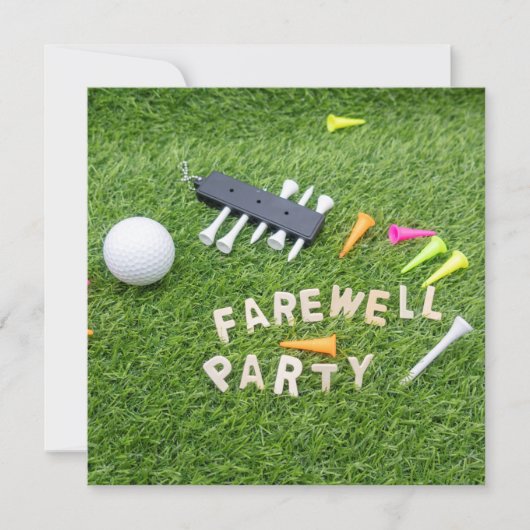 Golf Farewell Party met golfbal op groen gras (Voorkant)