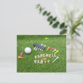 Golf Farewell Party met golfbal op groen gras Briefkaart (Staand voorkant)