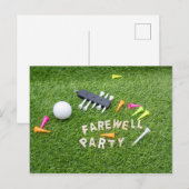Golf Farewell Party met golfbal op groen gras Briefkaart (Voorkant / Achterkant)
