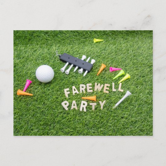 Golf Farewell Party met golfbal op groen gras Briefkaart (Voorkant)