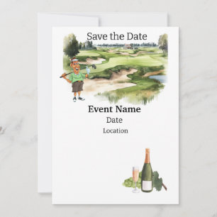 Golf Feest  80ste verjaardag Save the Date voor go Kaart