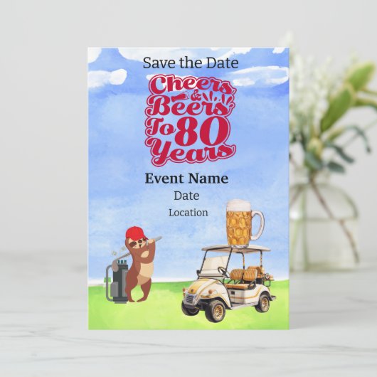 Golf Feest 80ste verjaardag Save the Date voor gol Kaart (Staand voorkant)