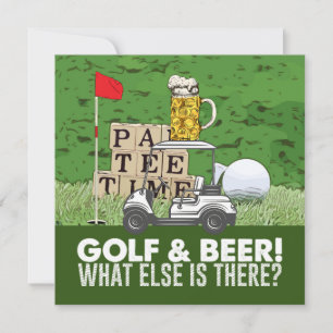 Golf Feest Golf en Bier Grappige Uitdrukking voor  Kaart