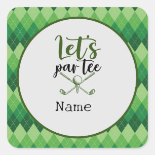 Golf Feest Groen Argyle Vierkante Sticker